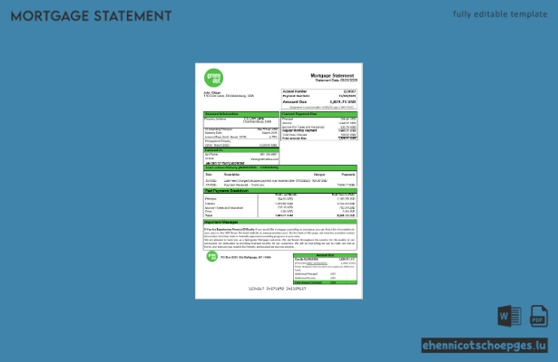 USA Green Dot Hypothekenabrechnung in Word- und PDF-Formaten – Beispielvorschau